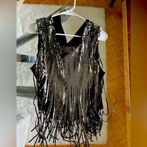 H&M sparkly tassel party shirt